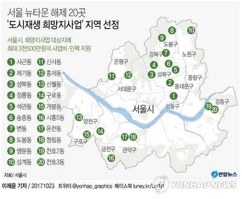 [그래픽] 서울 뉴타운 해제지역 20곳, '맞춤형 도시재생' 시동
