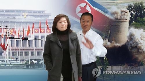 This composite image provided by Yonhap News TV shows North Korean diplomats Choe Son-hui (L), head of the foreign ministry's North America bureau, and Jang Il-hoon, deputy ambassador to the U.N. (Yonhap)