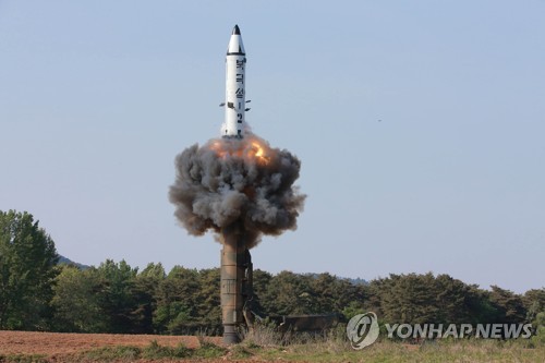North Korea launches a mid-range ballistic missile in this undated file photo. (For Use Only in the Republic of Korea. No Redistribution) (KCNA-Yonhap)