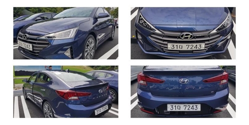 These photos taken on Sept. 6, 2018, show dramatic changes in the exterior design of Hyundai Motor's face-lifted Avante model. (Yonhap)