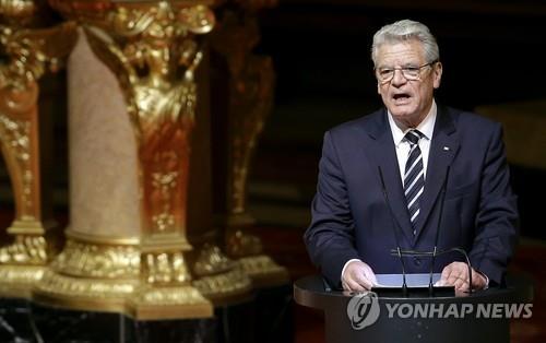 지난 4월 베를린에서 연설하는 가우크 대통령(AP=연합뉴스DB)