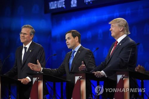 왼쪽부터 젭 부시, 마르코 루비오, 도널드 트럼프(AP Photo/Mark J. Terrill)