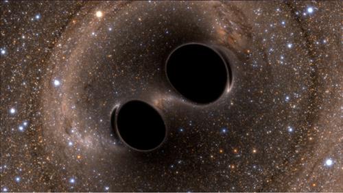 중력파 발생시킨 두 블랙홀의 충돌 <<라이고 홈페이지 캡처>>