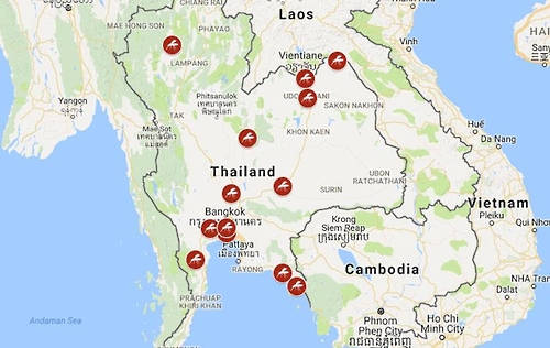 태국내 지카 바이러스 감염자 발생지역