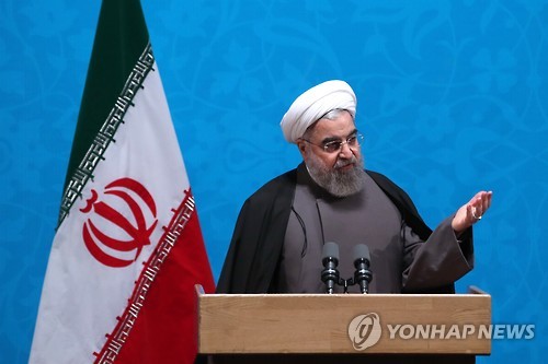 테헤란 대학에서 연설하는 로하니 이란 대통령[AFP=연합뉴스자료사진]