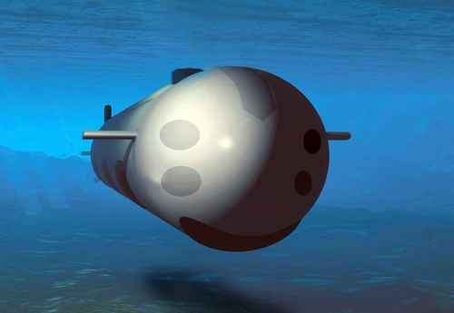 러시아가 개발해 시험 중인 핵탄두 탑재 핵추진 수중 드론 조감 [위키피디아 제공]