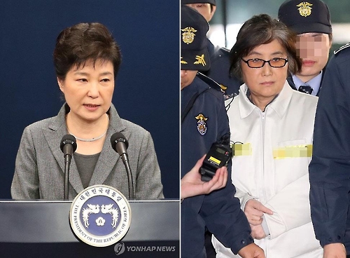 박근혜 대통령(왼쪽)과 '비선실세' 최순실씨