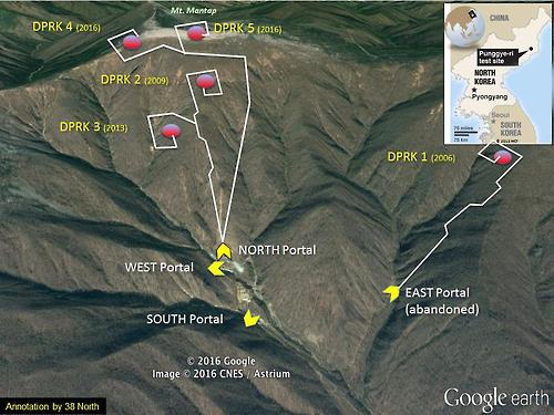 풍계리 핵실험장 갱도 현황 [38노스 홈페이지 캡처]
