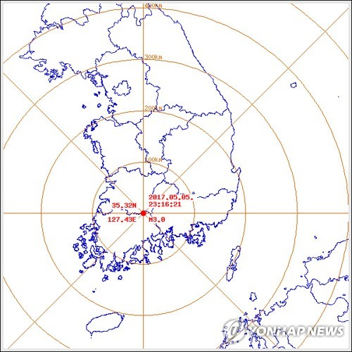 전남 구례군 규모 3.0 지진 발생 [기상청 제공=연합뉴스]