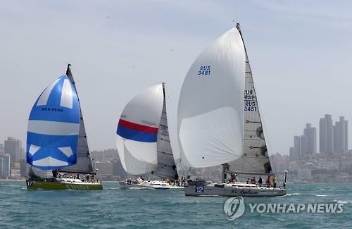 부산 국제요트 경주대회에 참가했던 러시아 요트