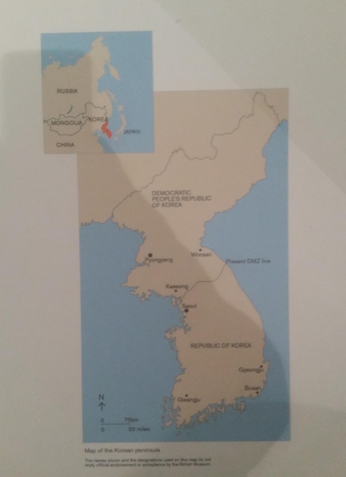 대영박물관 한국관에 걸린 한반도 지도