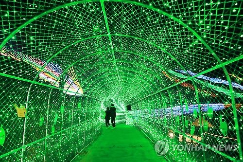 보성 차밭 빛축제의 은하수빛 터널[연합뉴스 자료사진]
