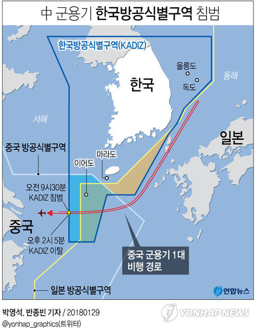 [그래픽] 中 군용기 한국방공식별구역 침범