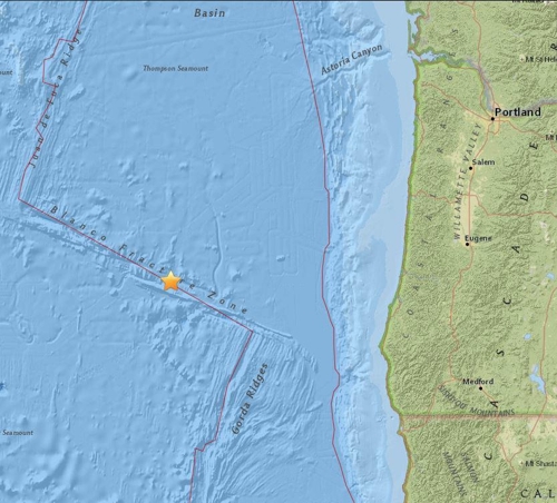 미국 오리건 주 앞바다 6.3 지진