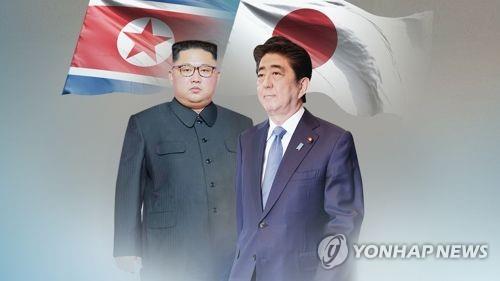 김정은 북한 국무위원장과 아베 신조 일본 총리(CG)