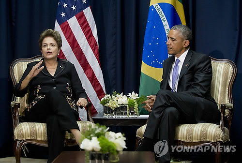 미주기구 정상회의서 미국-브라질 대통령 양자회담(AP=연합뉴스DB)