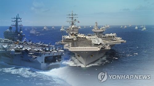 美로널드 레이건호 훈련 공개…北주요시설 타격 연습(CG)