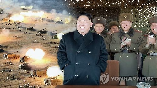 北, 대규모 포사격연습…김정은 "남조선 것들 쓸어버려야"(CG)