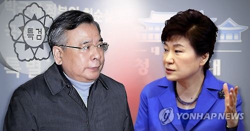 박영수(왼쪽) 특별검사와 박근혜 대통령 (PG)