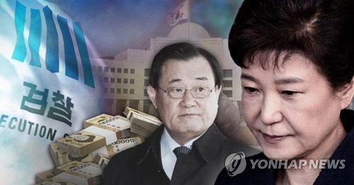 박근혜(오른쪽) 전 대통령과 이병기 전 비서실장(PG)