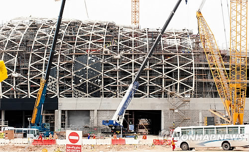 카타르의 경기장 건설 현장