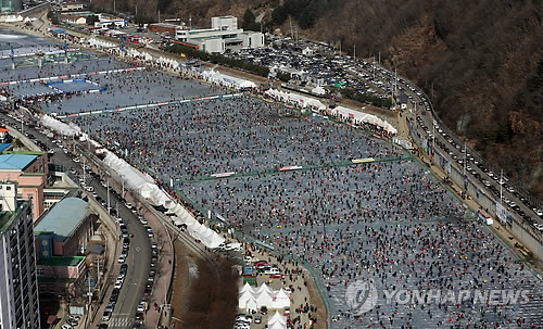 상공에서 바라본 화천산천어축제