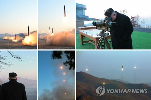 북한, 탄도미사일 발사훈련 사진 공개