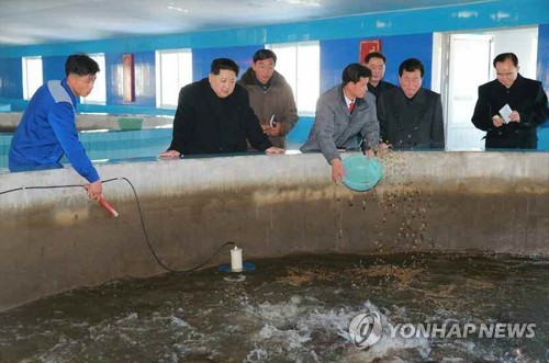 북한 김정은, 양어장 시찰