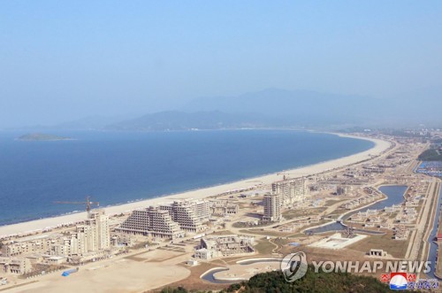 북한 원산갈마해안관광지구 건설현장